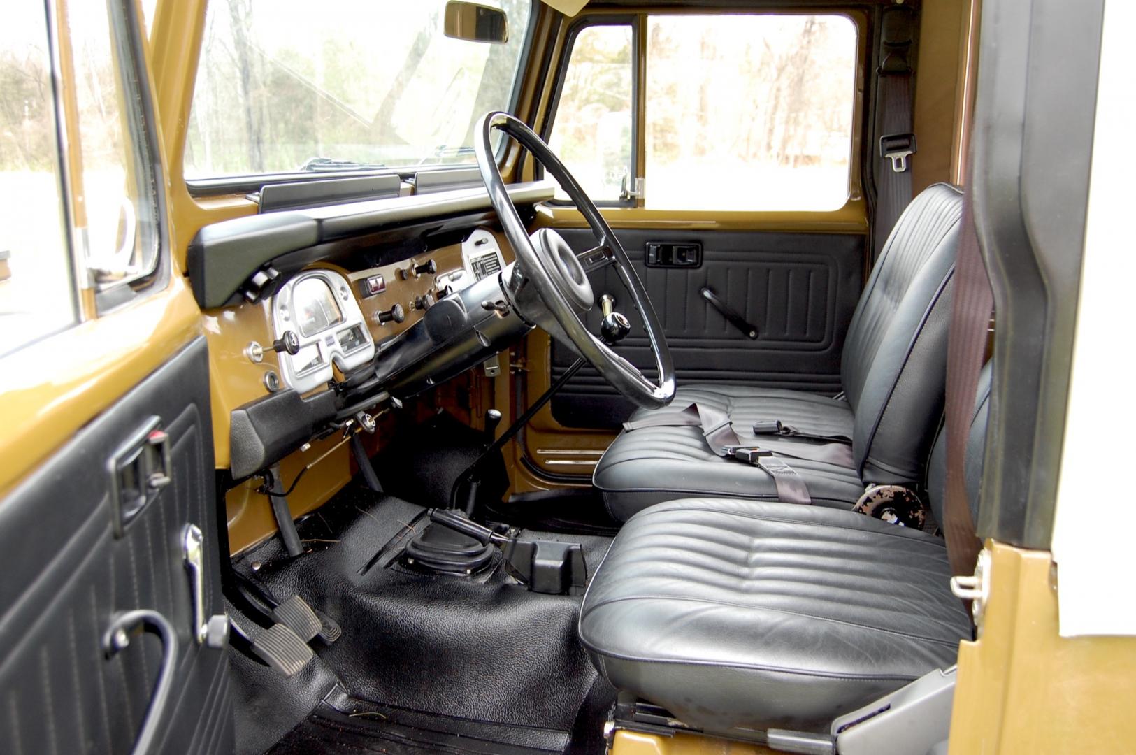 1980 Olive Brown /Black leather Toyota Land cruiser HJ45 (HJ45037701) with an 3.6 liter Diesel engine, 4 speed manual transmission, located at 6528 Lower York Road, New Hope, PA, 18938, (215) 862-9555, 40.358707, -74.977882 - Here for sale we have a freshly restored, super cool 1980 Toyota Land Cruiser HJ45 "Troop Carrier". Under the hood is a strong running 3.6 liter 6 cylinder Diesel engine which puts power to 2 or 4 wheels via a 4 speed manual transmission. Features include; Black leather interior, bench seat in fro - Photo#8