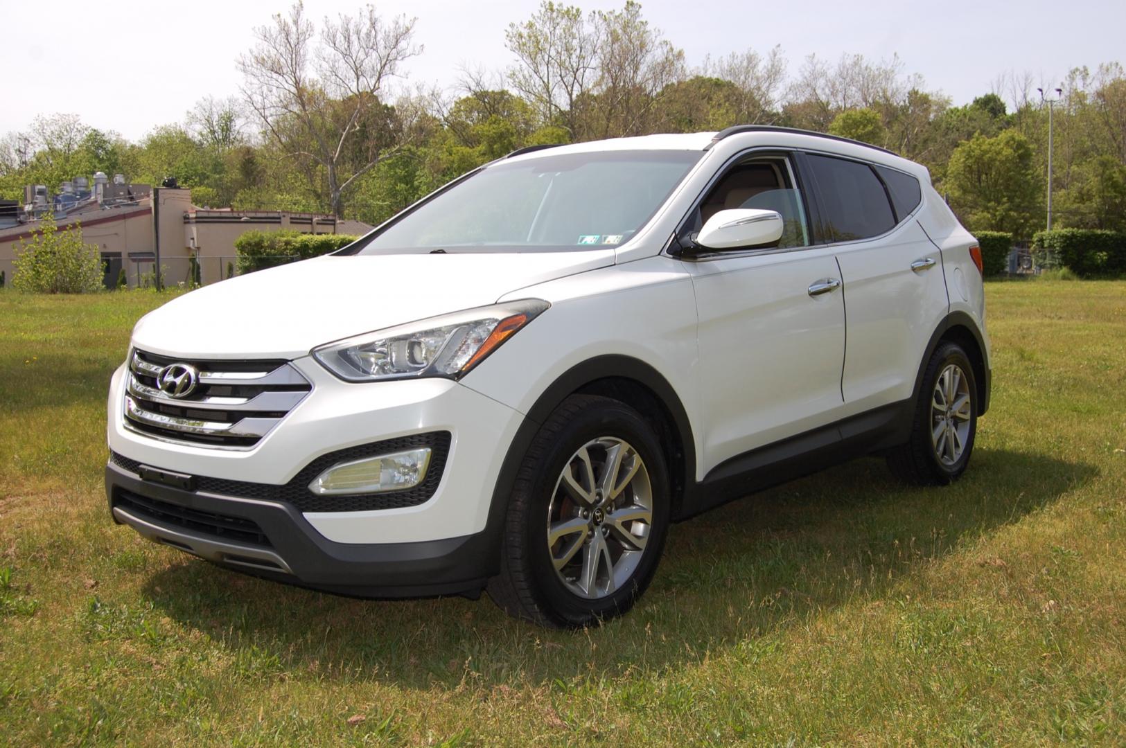 2014 White /Tan Leather Hyundai Santa Fe Sport 2.0T AWD (5XYZUDLA8EG) with an 2.0L L4 DOHC 16V TURBO engine, 6-Speed Automatic transmission, located at 6528 Lower York Road, New Hope, PA, 18938, (215) 862-9555, 40.358707, -74.977882 - 2014 Hyundai Santa Fe Sport...AWD, 2.0 liter 4 cylinder turbo charged engine, auto trans, tilt/cruise, power windows, locks ands mirrors, tan leather interior, push button start, dual climate control, dual heated, power seats, AM/FM/Bluetooth sound system, front/side curtain air bags, Eco mode. Ex - Photo#0