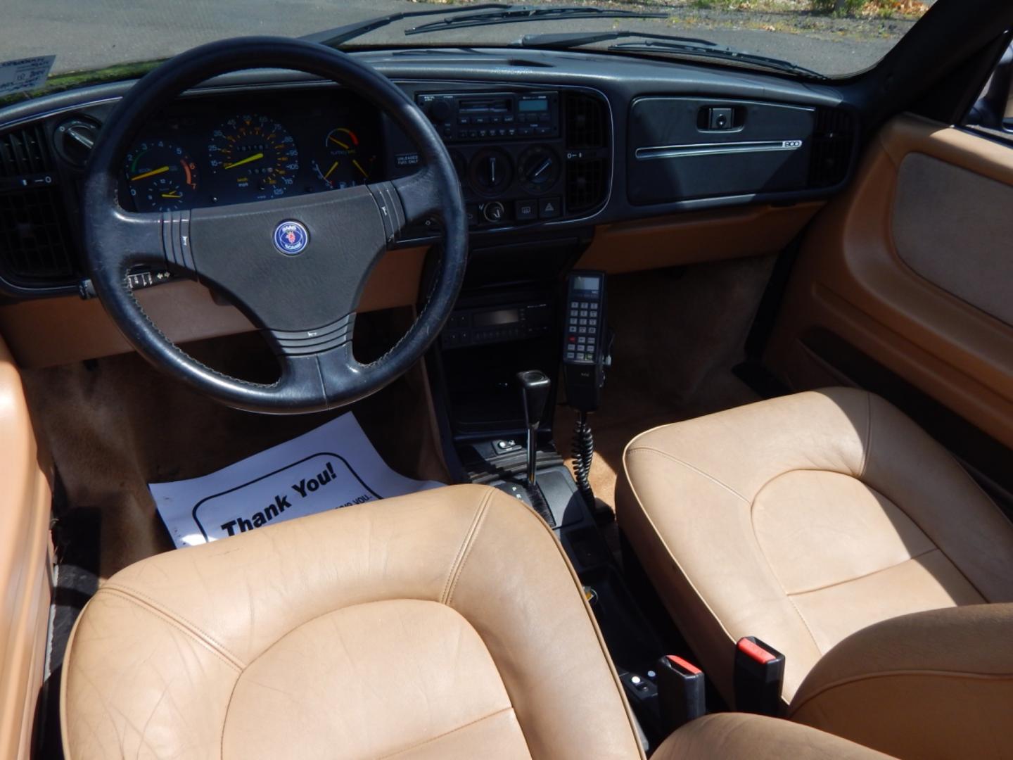 1989 Black /Tan Leather Saab 900 Turbo convertible (YS3AT76L0K7) with an 2.0L L4 DOHC 16V TURBO engine, 3-Speed Automatic transmission, located at 6528 Lower York Road, New Hope, PA, 18938, (215) 862-9555, 40.358707, -74.977882 - Photo#20