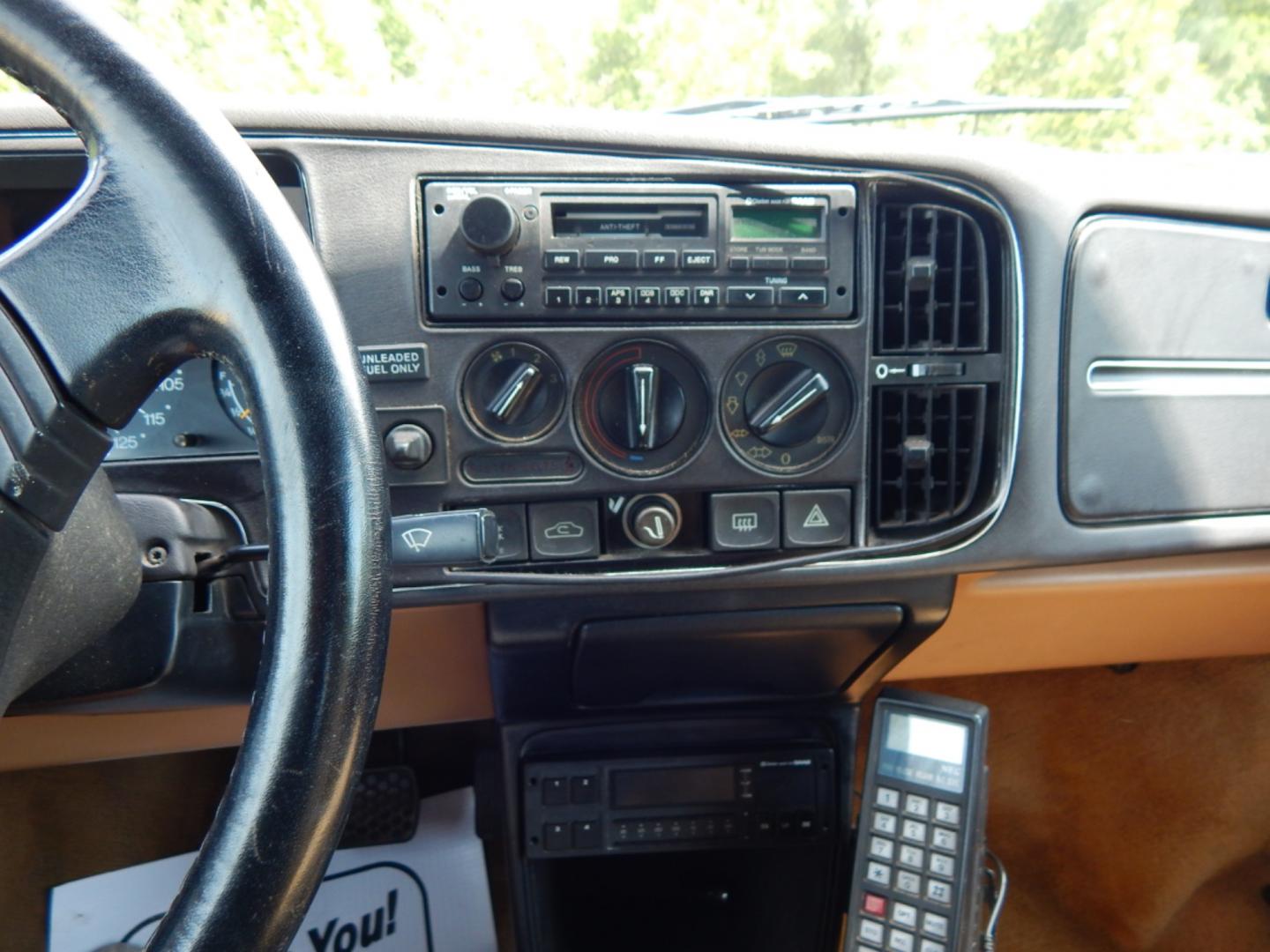 1989 Black /Tan Leather Saab 900 Turbo convertible (YS3AT76L0K7) with an 2.0L L4 DOHC 16V TURBO engine, 3-Speed Automatic transmission, located at 6528 Lower York Road, New Hope, PA, 18938, (215) 862-9555, 40.358707, -74.977882 - Here we have a Saab 900 Turbo with a 2.0L 4 cylinder Turbo engine putting power to the front wheels via an automatic transmission. Options include: tan leather, heat, mobile phone comes with car, heated drivers seat, power convertible top, power windows, power mirrors, 15 inch alloy wheels and seats - Photo#14