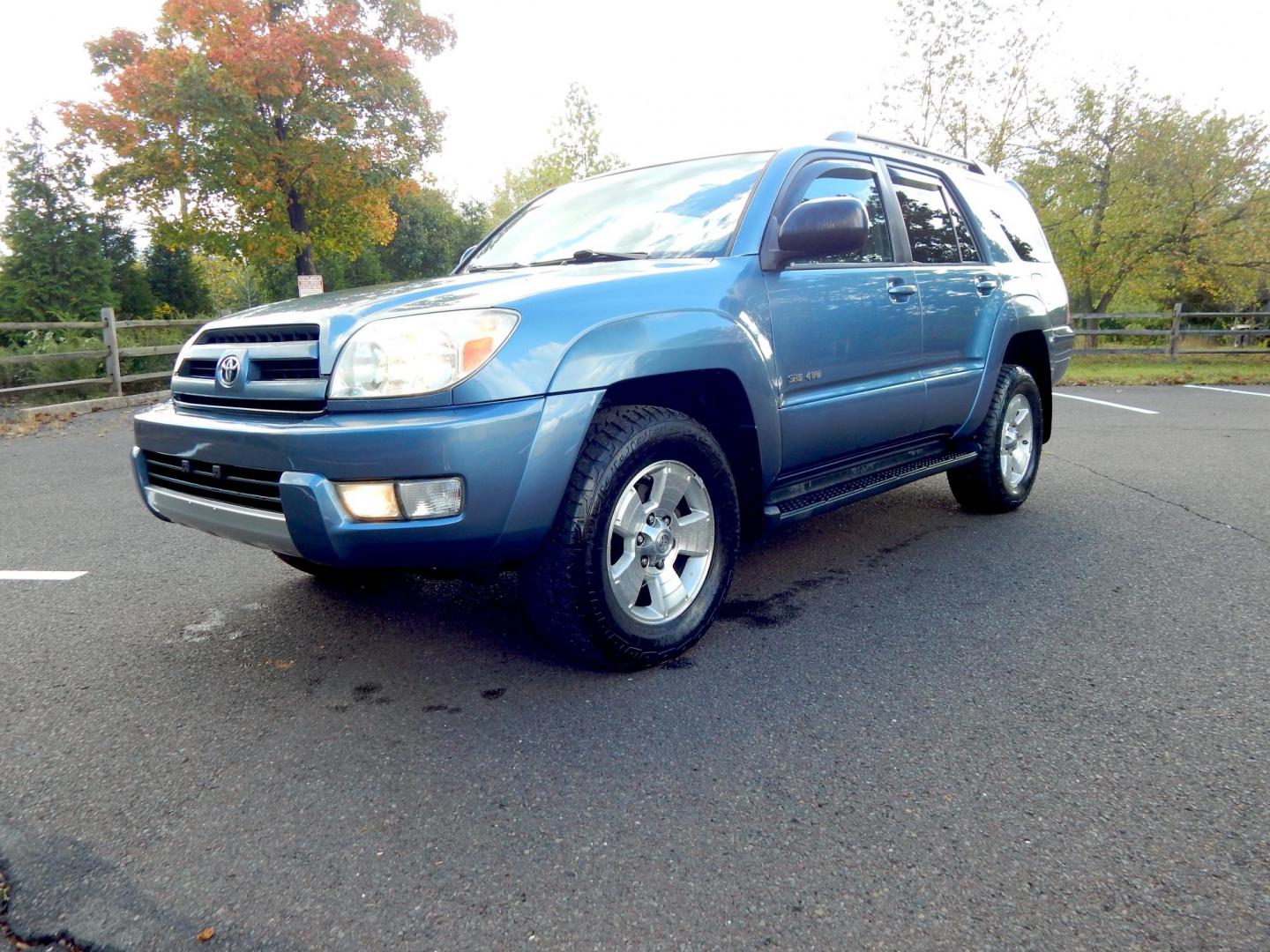 2004 Blue /Gray Cloth Toyota 4Runner Sport Edition 4WD (JTEBU14R340) with an 4.0L V6 DOHC 24V engine, Automatic transmission, located at 6528 Lower York Road, New Hope, PA, 18938, (215) 862-9555, 40.358707, -74.977882 - Here we have a 2004 Toyota 4 runner with a 4.0L V6 putting power to a 4x4 automatic transmission. Options include: gray cloth, A/C, heat, AM/FM/CD/TAPE radio, rear sliding glass, sunroof, cruise control, power windows/locks/mirrors, JBL speakers, tilt steering wheel, roof rack, running boards, tow h - Photo#0