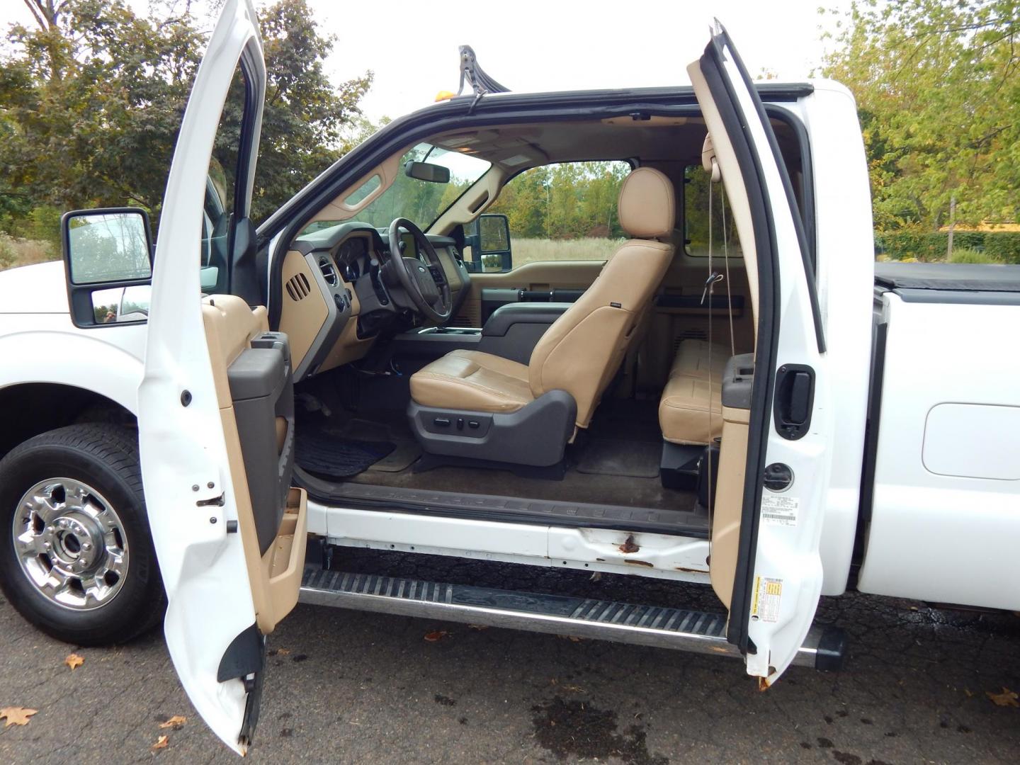 2015 White /Tan Leather Ford F-350 SD Lariat SuperCab Long Bed 4WD (1FT8X3B69FE) with an 6.2L V8 OHV 16V engine, 6-Speed Automatic transmission, located at 6528 Lower York Road, New Hope, PA, 18938, (215) 862-9555, 40.358707, -74.977882 - Here we have a 2015 Ford F350 with a 6.2L V8 putting power to the ground via an automatic 4x4 transmission. This truck comes ready for the snow with a 8 foot Western Pro-Plow Series 2 snow plow and a Meyer Salter. Options include: tan leather, dual power seats, dual climate, AM/FM/CD/SIR/BLUETOOTH r - Photo#10