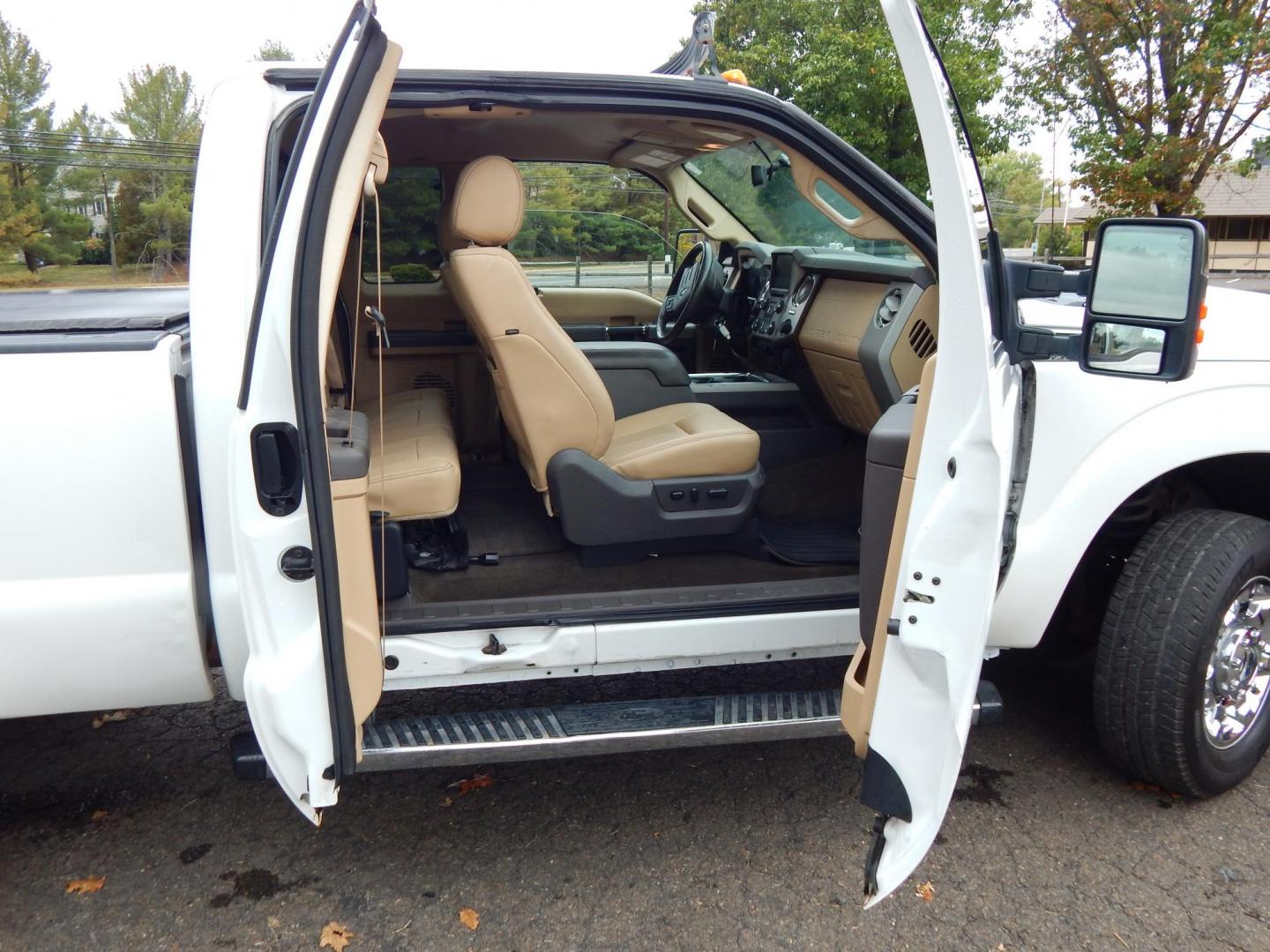 2015 White /Tan Leather Ford F-350 SD Lariat SuperCab Long Bed 4WD (1FT8X3B69FE) with an 6.2L V8 OHV 16V engine, 6-Speed Automatic transmission, located at 6528 Lower York Road, New Hope, PA, 18938, (215) 862-9555, 40.358707, -74.977882 - Here we have a 2015 Ford F350 with a 6.2L V8 putting power to the ground via an automatic 4x4 transmission. This truck comes ready for the snow with a 8 foot Western Pro-Plow Series 2 snow plow and a Meyer Salter. Options include: tan leather, dual power seats, dual climate, AM/FM/CD/SIR/BLUETOOTH r - Photo#12