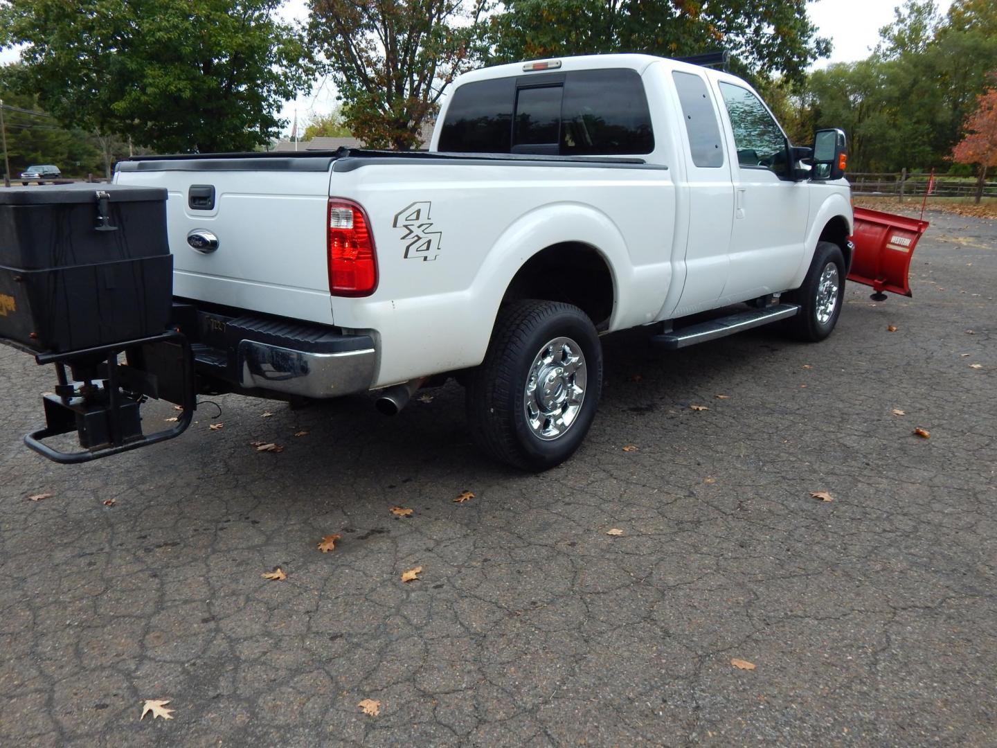 2015 White /Tan Leather Ford F-350 SD Lariat SuperCab Long Bed 4WD (1FT8X3B69FE) with an 6.2L V8 OHV 16V engine, 6-Speed Automatic transmission, located at 6528 Lower York Road, New Hope, PA, 18938, (215) 862-9555, 40.358707, -74.977882 - Here we have a 2015 Ford F350 with a 6.2L V8 putting power to the ground via an automatic 4x4 transmission. This truck comes ready for the snow with a 8 foot Western Pro-Plow Series 2 snow plow and a Meyer Salter. Options include: tan leather, dual power seats, dual climate, AM/FM/CD/SIR/BLUETOOTH r - Photo#5