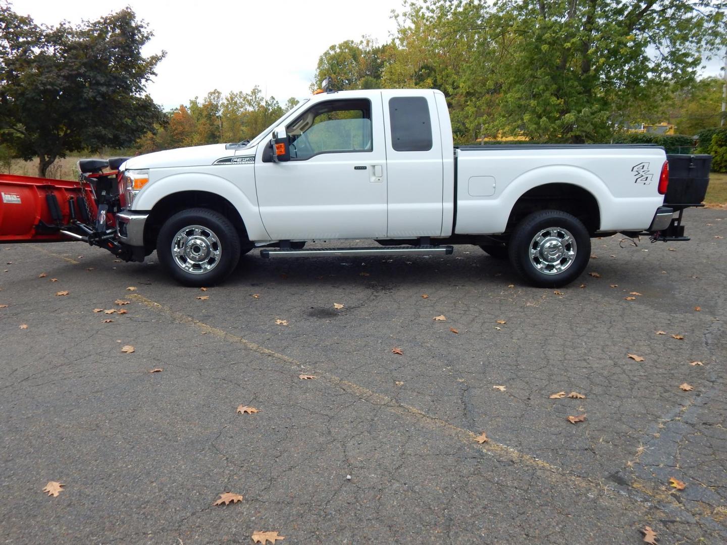 2015 White /Tan Leather Ford F-350 SD Lariat SuperCab Long Bed 4WD (1FT8X3B69FE) with an 6.2L V8 OHV 16V engine, 6-Speed Automatic transmission, located at 6528 Lower York Road, New Hope, PA, 18938, (215) 862-9555, 40.358707, -74.977882 - Here we have a 2015 Ford F350 with a 6.2L V8 putting power to the ground via an automatic 4x4 transmission. This truck comes ready for the snow with a 8 foot Western Pro-Plow Series 2 snow plow and a Meyer Salter. Options include: tan leather, dual power seats, dual climate, AM/FM/CD/SIR/BLUETOOTH r - Photo#1