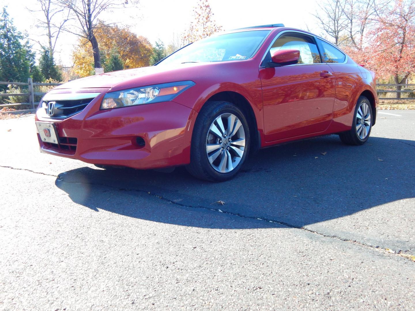 2012 RED /Tan Cloth Honda Accord EX Coupe (1HGCS1A79CA) with an 2.4L L4 DOHC 16V engine, 5-Speed Manual transmission, located at 6528 Lower York Road, New Hope, PA, 18938, (215) 862-9555, 40.358707, -74.977882 - Here we have a 2012 Honda Accord Coupe with a 2.4L 4 cylinder engine putting power to the front wheels via a smooth shifting 5 speed manual transmission. Options include: tan cloth, AC, heat, sunroof, AM/FM/CD/AUX radio, cruise control, tilt steering wheel, power windows, power locks, power mirrors, - Photo#2