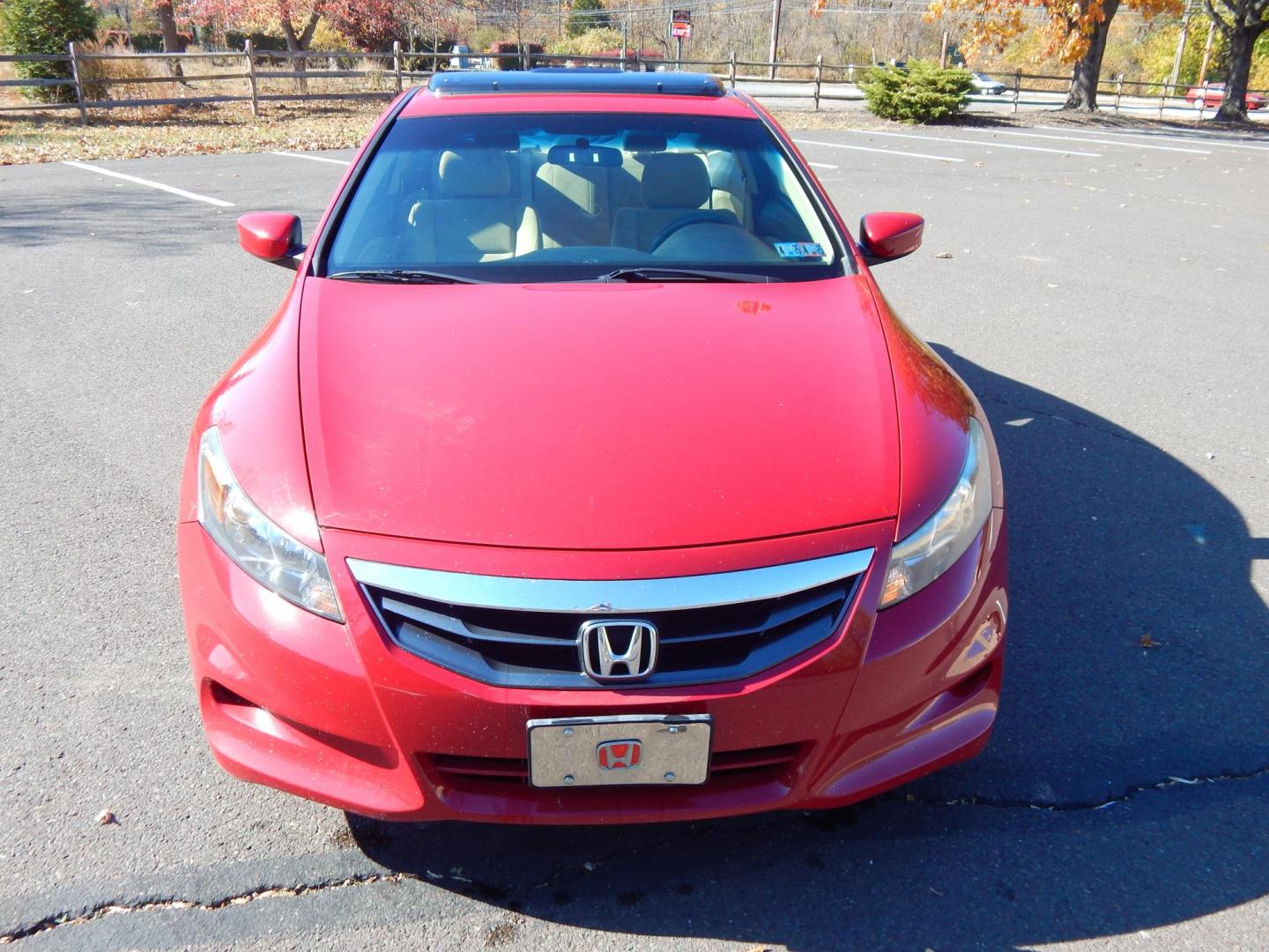 2012 RED /Tan Cloth Honda Accord EX Coupe (1HGCS1A79CA) with an 2.4L L4 DOHC 16V engine, 5-Speed Manual transmission, located at 6528 Lower York Road, New Hope, PA, 18938, (215) 862-9555, 40.358707, -74.977882 - Here we have a 2012 Honda Accord Coupe with a 2.4L 4 cylinder engine putting power to the front wheels via a smooth shifting 5 speed manual transmission. Options include: tan cloth, AC, heat, sunroof, AM/FM/CD/AUX radio, cruise control, tilt steering wheel, power windows, power locks, power mirrors, - Photo#7